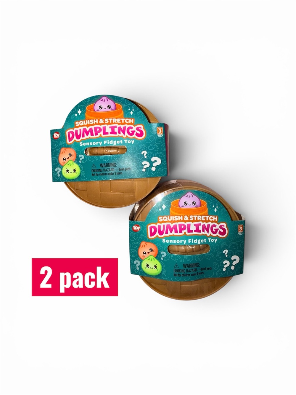 Squish & Stretch Dumplings Sensory Fidget Toy 2-Pack - Teal Packaging